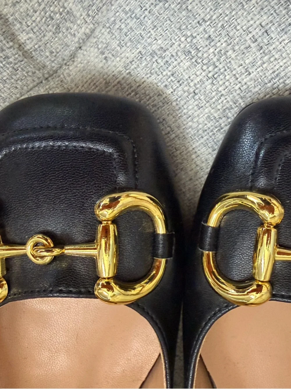 GUCCI Black Leather Ballet Gold Horsebit Heels - Picture 3 of 10